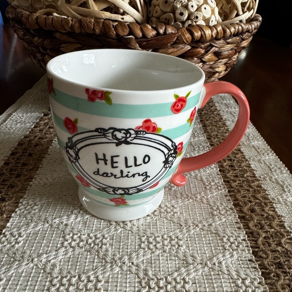 Clay Art Other - Green and Coral  Whimsical Mug for Dining : Coffee and Tea